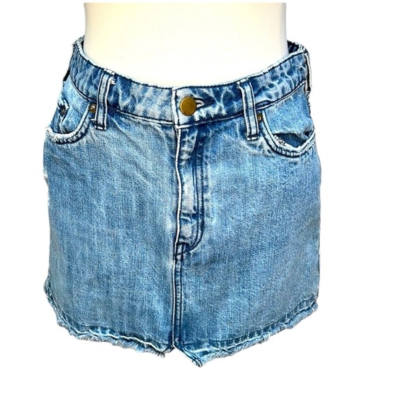 Free People Step Up Frayed Denim Skirt - Picture 2 of 5